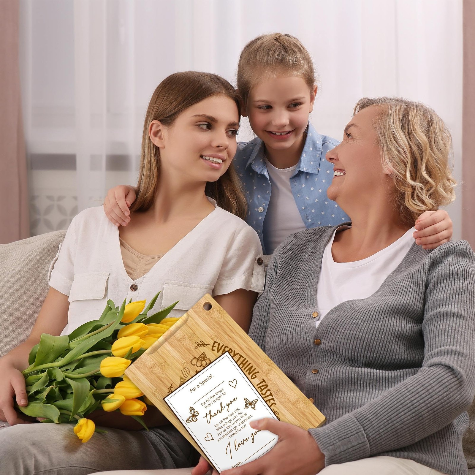 Mothers Day Gifts for Grandma from Grandkids – 12×8 Personalized Bamboo Cutting