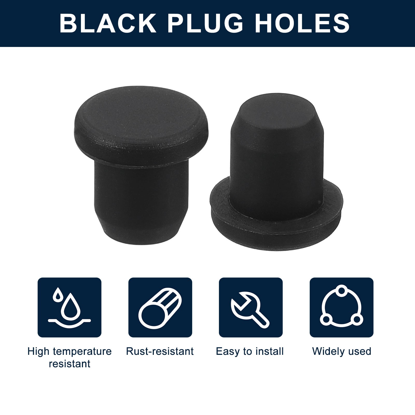 32Pcs Black Rubber Stopper 7.5mm Plug Holes for 7-7.3mm/0.28-0.29″ Hole