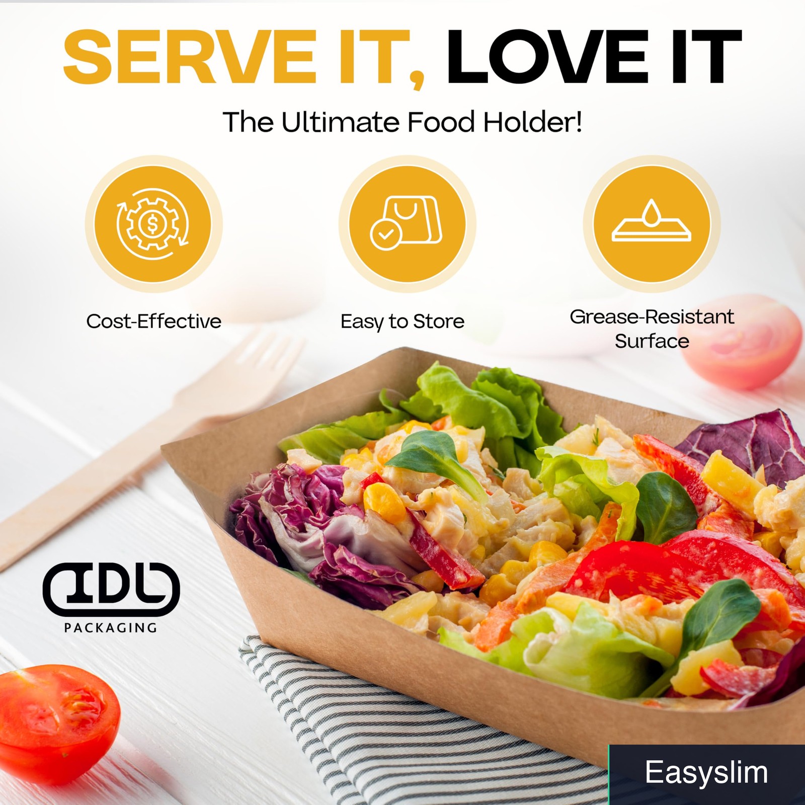 Kraft Paper Food Trays Poly Coated Disposable Grease Resistant 6.2×4.5×2 1000