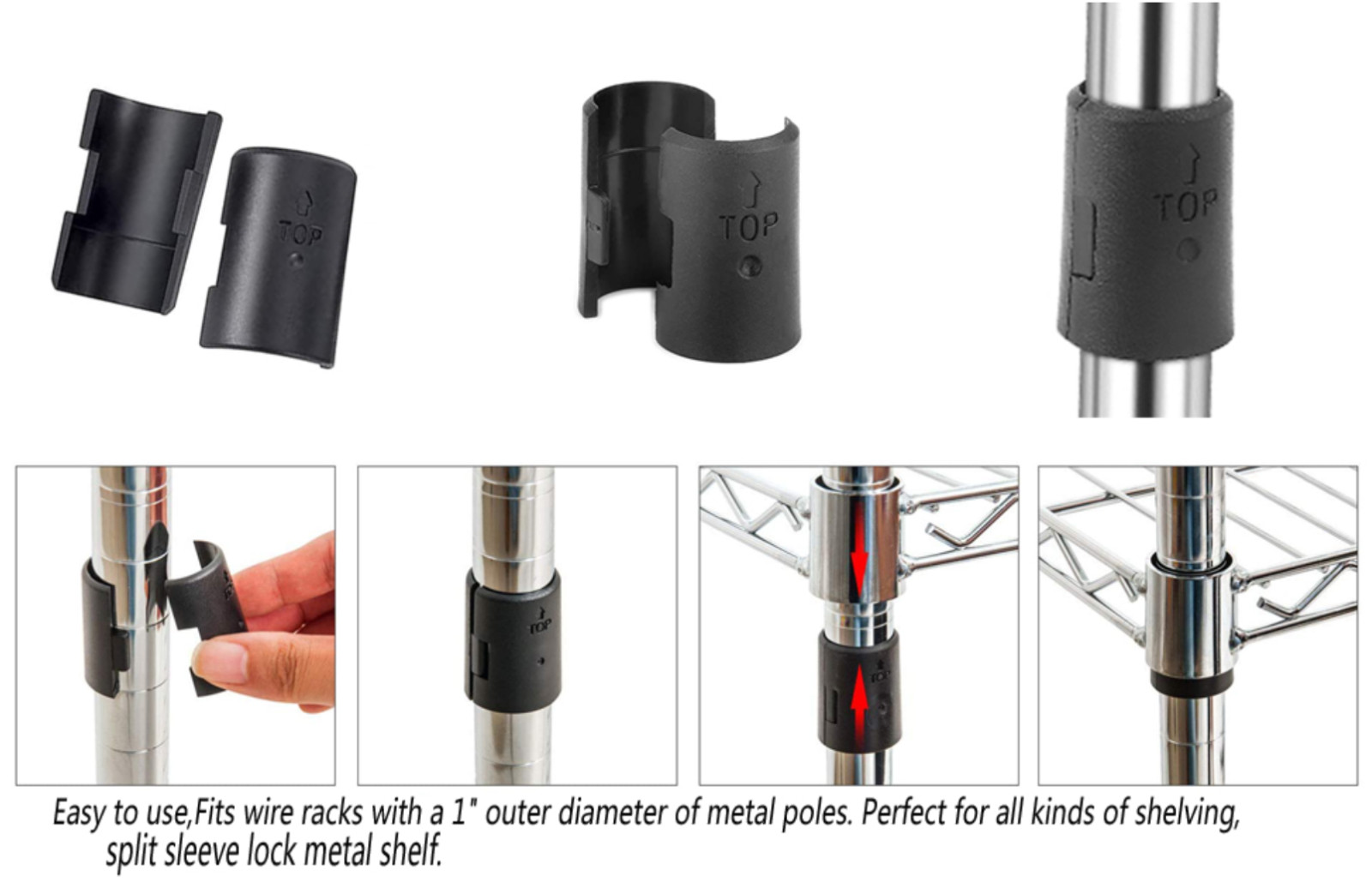 Wire Shelf Clips,40-Packs Wire Shelving Shelf Lock Clips for 1 in Post- Black ..