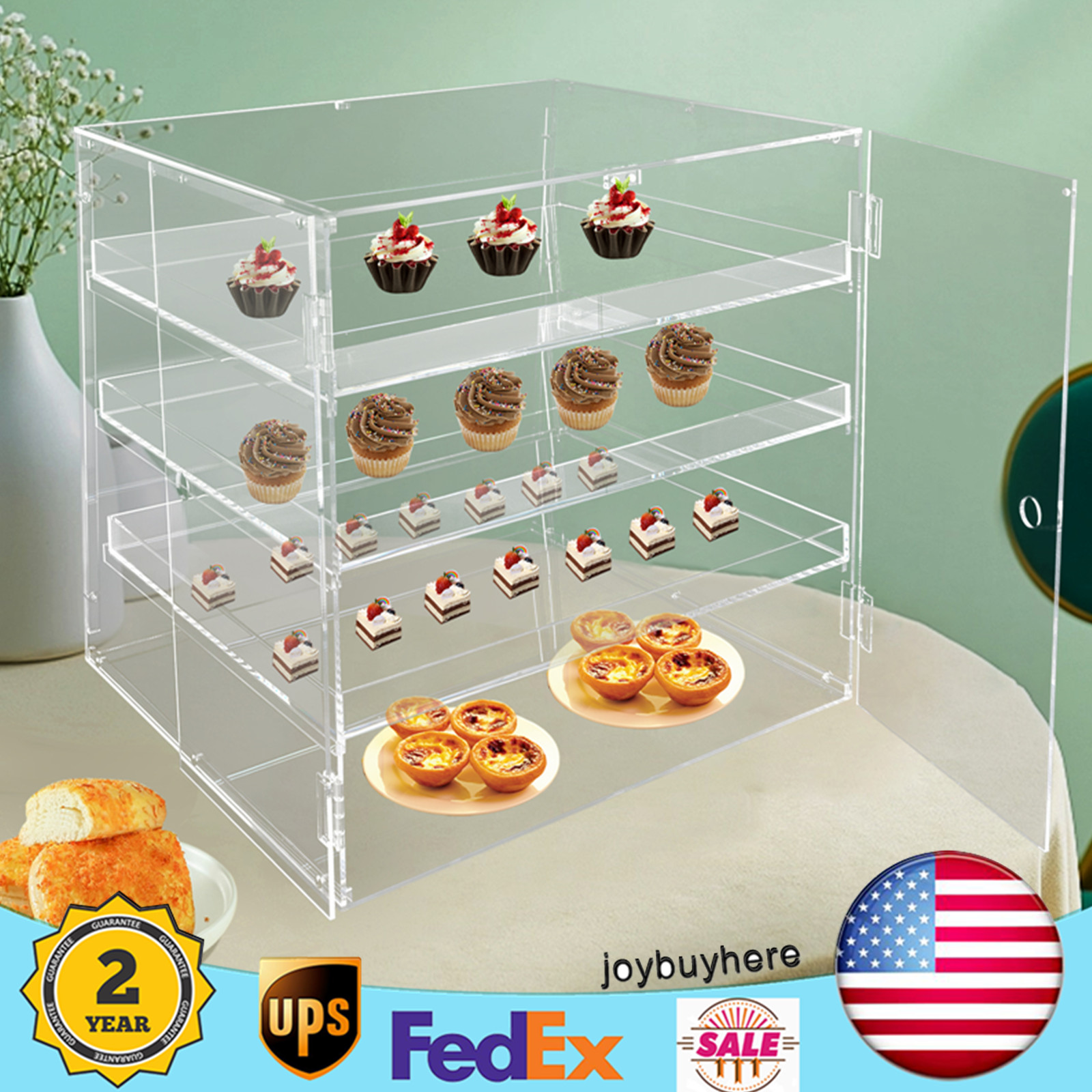 3-Tier Commercial Pastry Display Case,Countertop Bakery Display Case, Clear Box