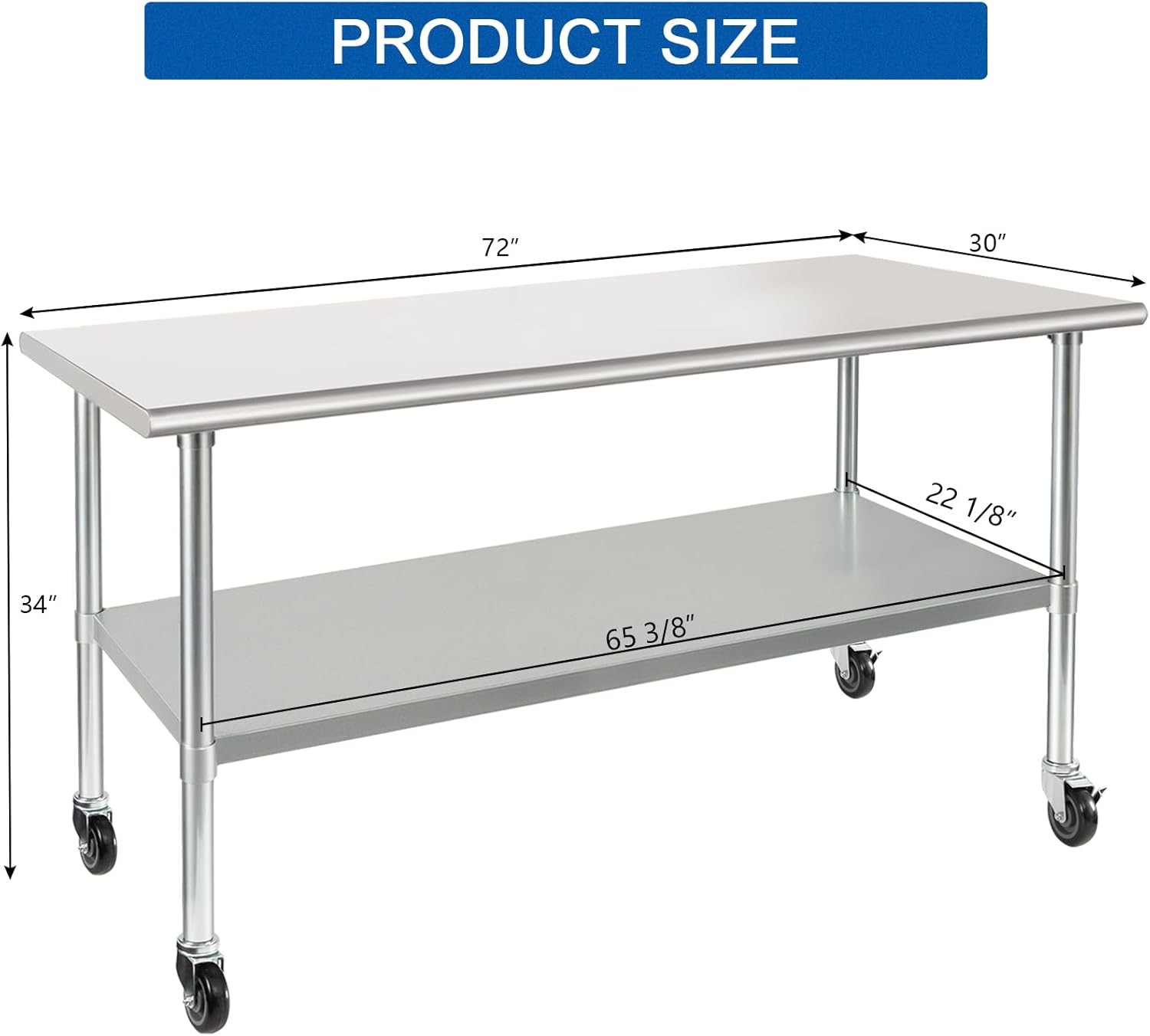 Stainless Table HARDURA 30x72in Wheels NSF Prep