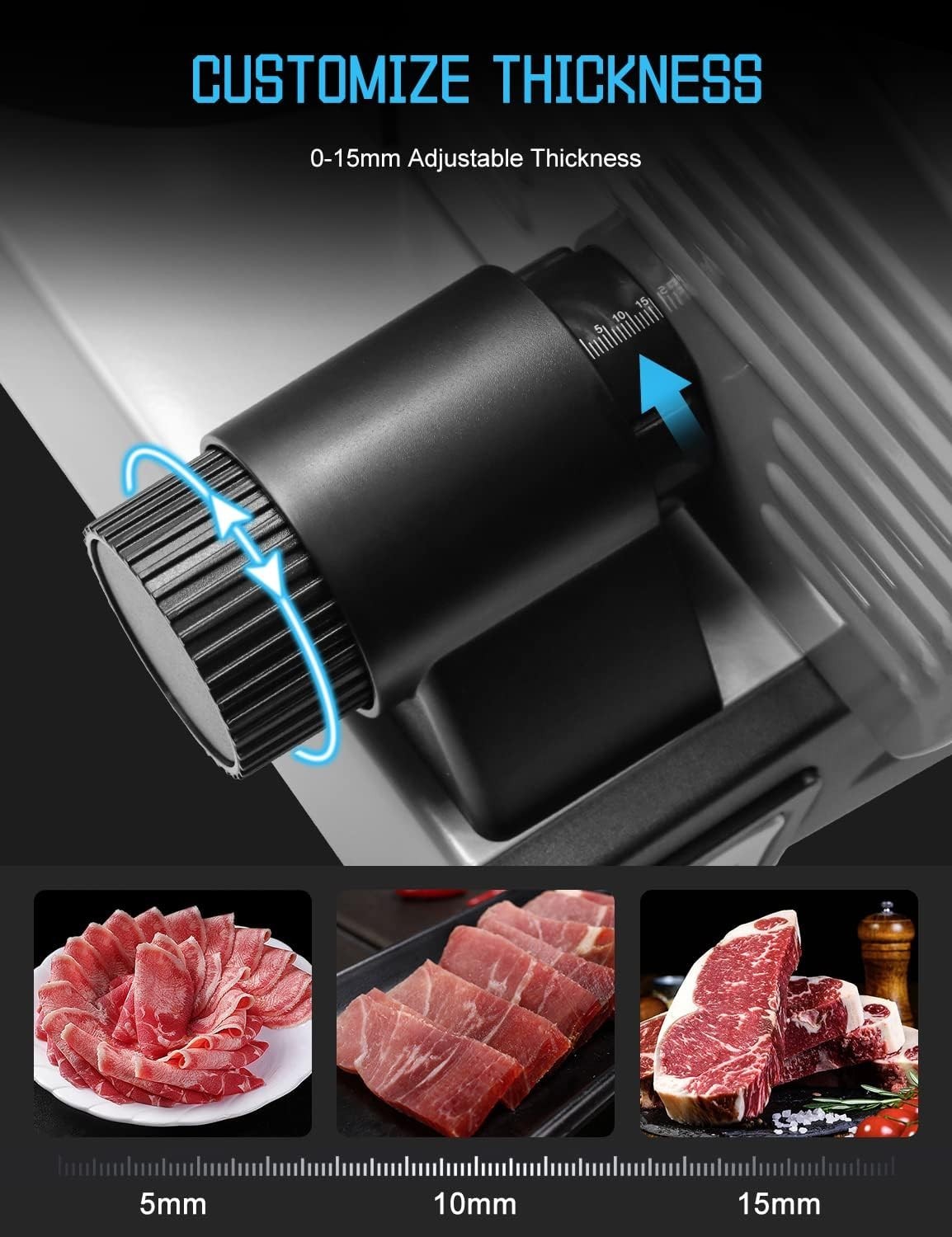 200W Meat Slicer Machine for Home Use,Deli Slicer with 2 Removable 7.5» Stai…