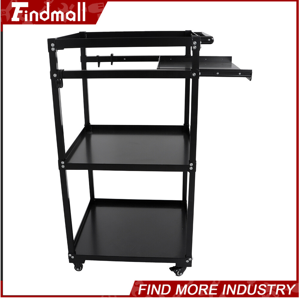 Findmall Aluminum Mobile Working Platform Hand Cart 3-Shelf With Keyboard Tray