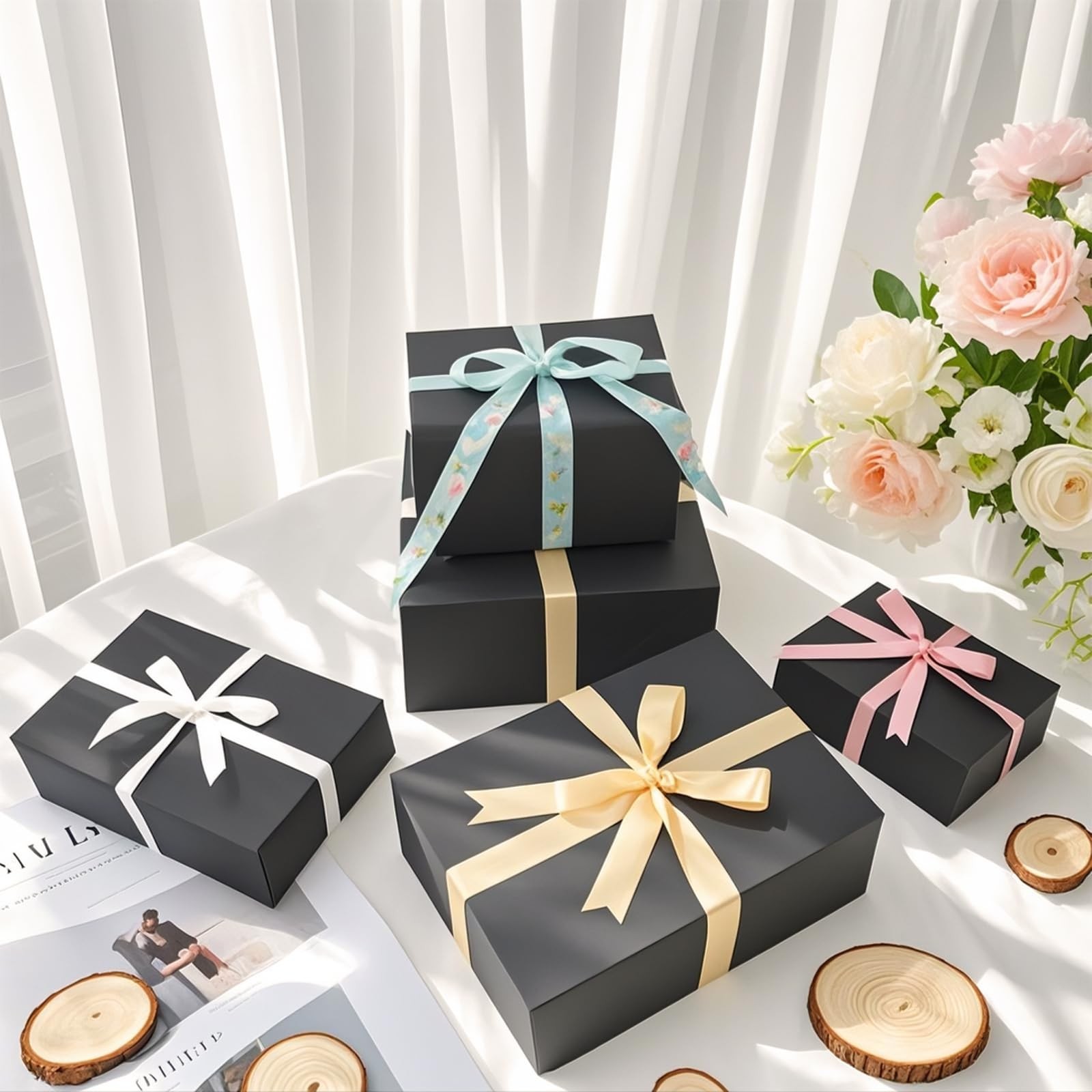 JINMING 10 Gift Boxes 11x8x4 Inches, Matte Black Gift Boxes Bulks for Mother’…