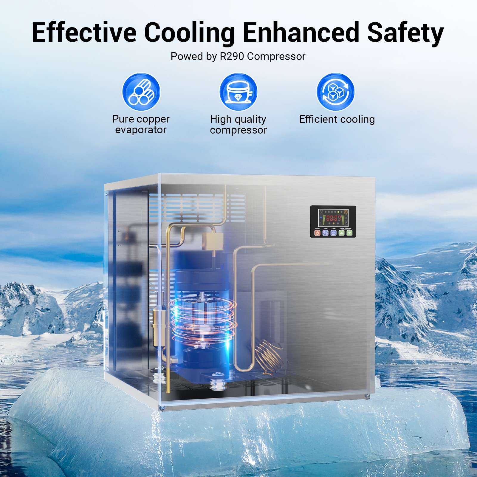 Commercial Ice Maker Machines 500LBS/24H with 350LBS Storage Bin Auto Cleaning