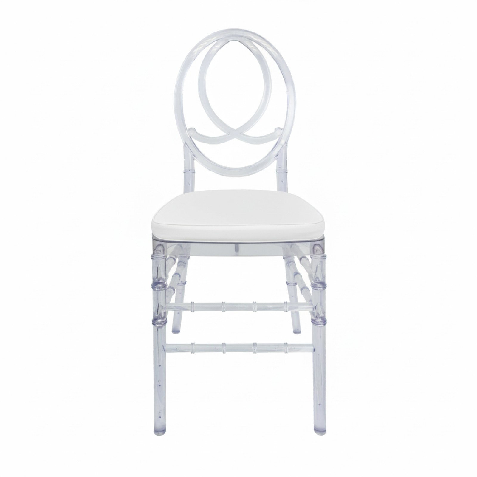 Full Assembled Set of 3 Acrylic Chiavari Dining Chairs with Cushions Clear