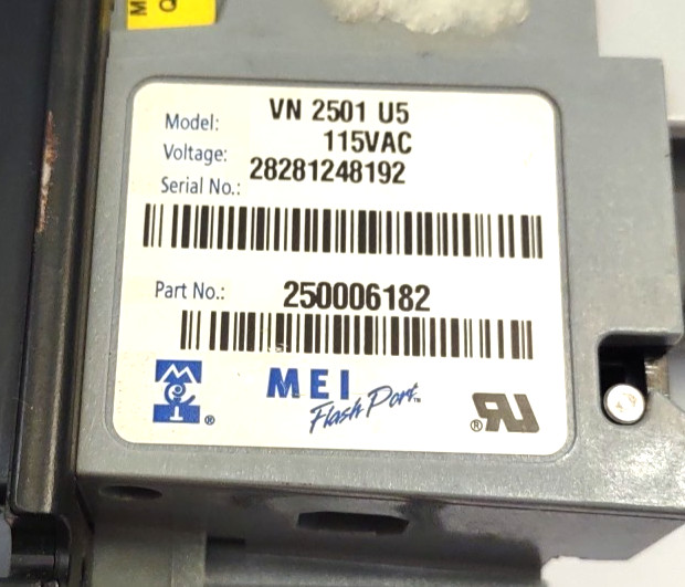 Mei Mars VN 2501 U5 Bill Validator Acceptor $1 & $5 Bills 115V 250006182 2501U5