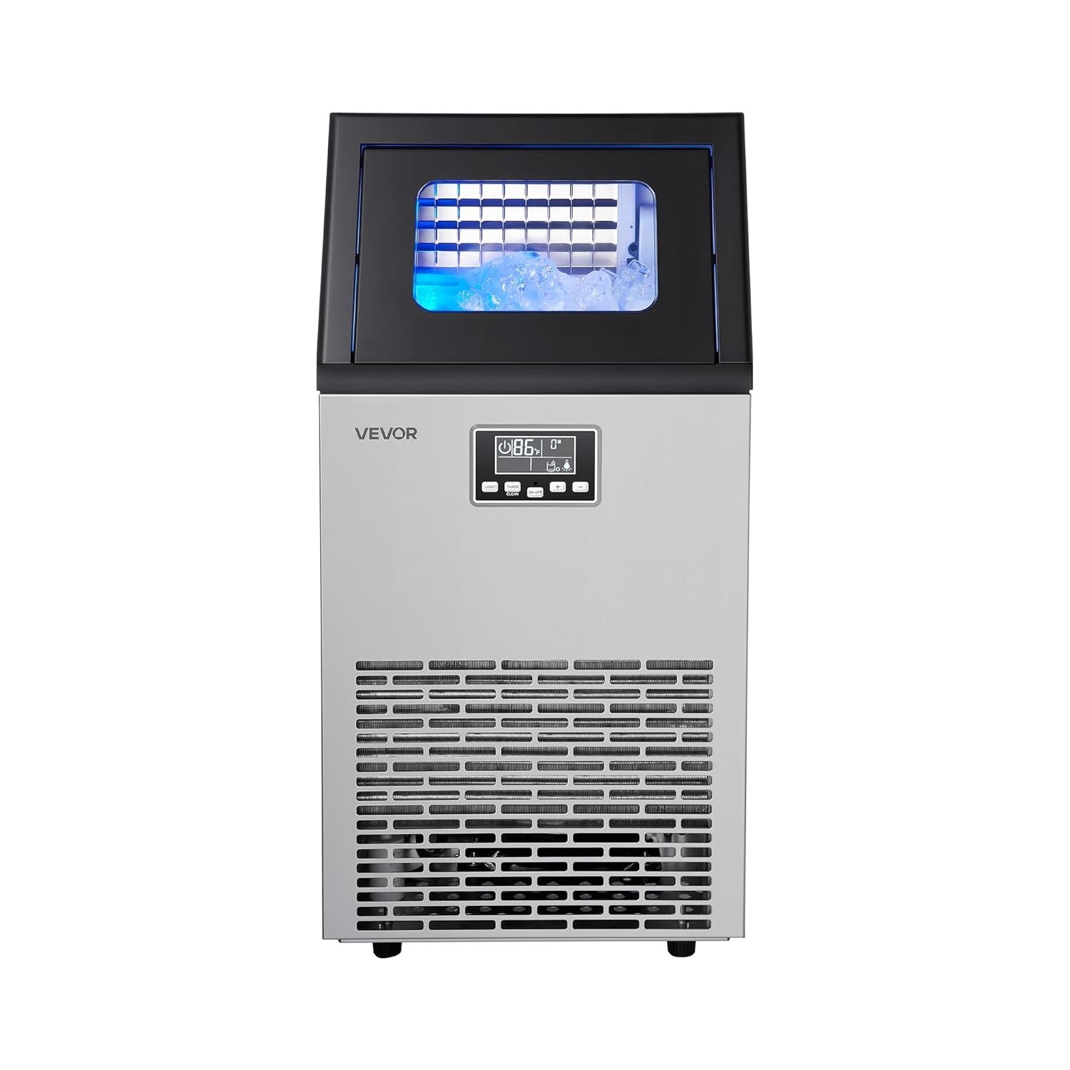 Elegant Commercial Ice Maker – 100 lbs/24h with 28 lbs Storage & Self-Cleaning