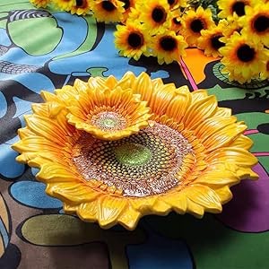 Ceramic Coffee Pot, 3D Hand- Painted 37oz Sunflower and Bee Teapot, Home
