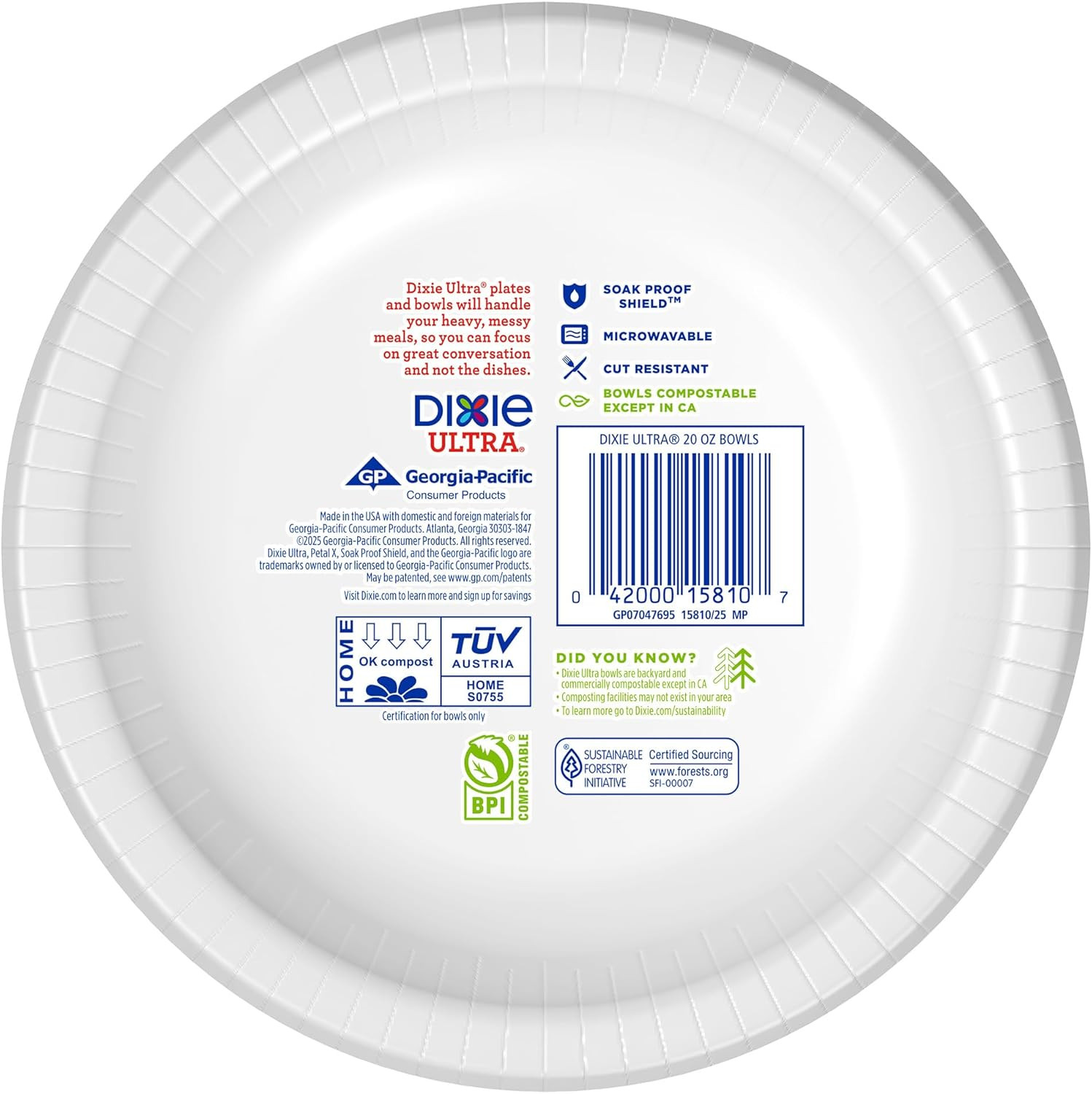 , Large Paper Bowls, 20 Oz, 56 Count, Microwave Safe, Compostable, Disposable Bo