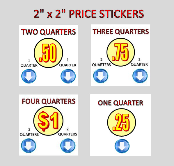 2 PACK Candy Vending Machine Label Price Sticker 2″ x 2″