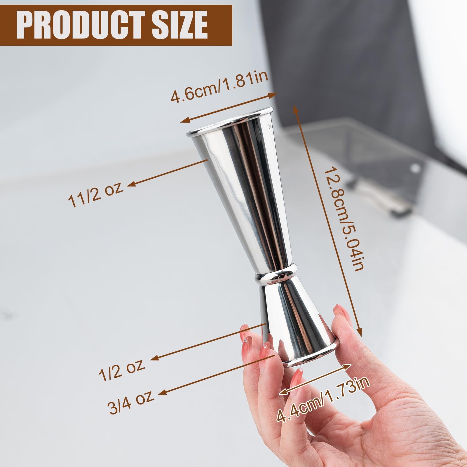 Jigger for Bartending, Cocktail 2 oz 1 with 1 count, Sliver