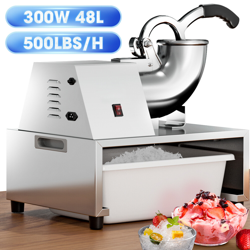 500lbs/h Electric Snow Cone Machine Ice Shaver Maker Shaving Crusher Dual Blades