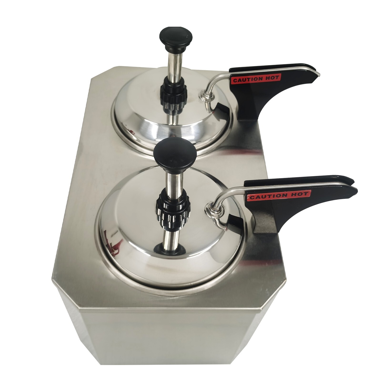 Pump Type Electric Sauce Warmer 2L * 2 Pots Condiment Dispenser Stainless Steel