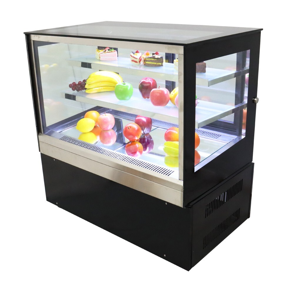 220V Electric Countertop Right-Angle Cake Visual Showcase Automatic Defrost 300W