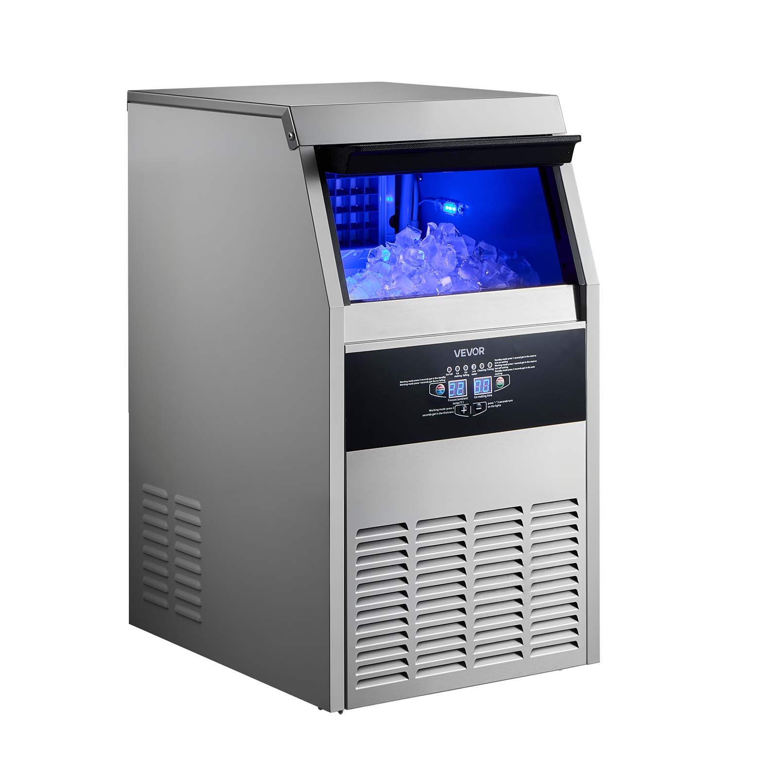 VEVOR Commercial Ice Maker 130 lbs/24h Ice Machine 30 lbs Storage Bar Restaurant