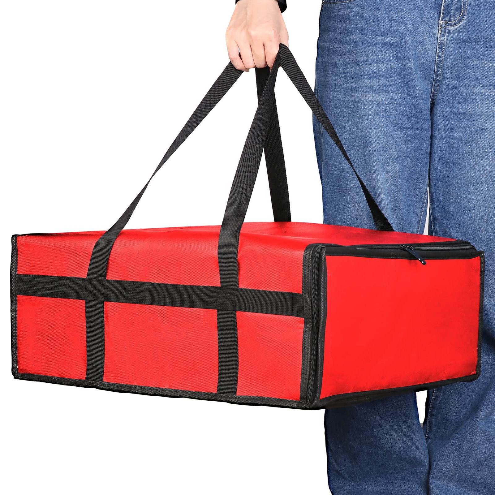 musbus Pizza Carrier Insulated Bags Large for Deliveries, 20W x 20D x 6H, Red