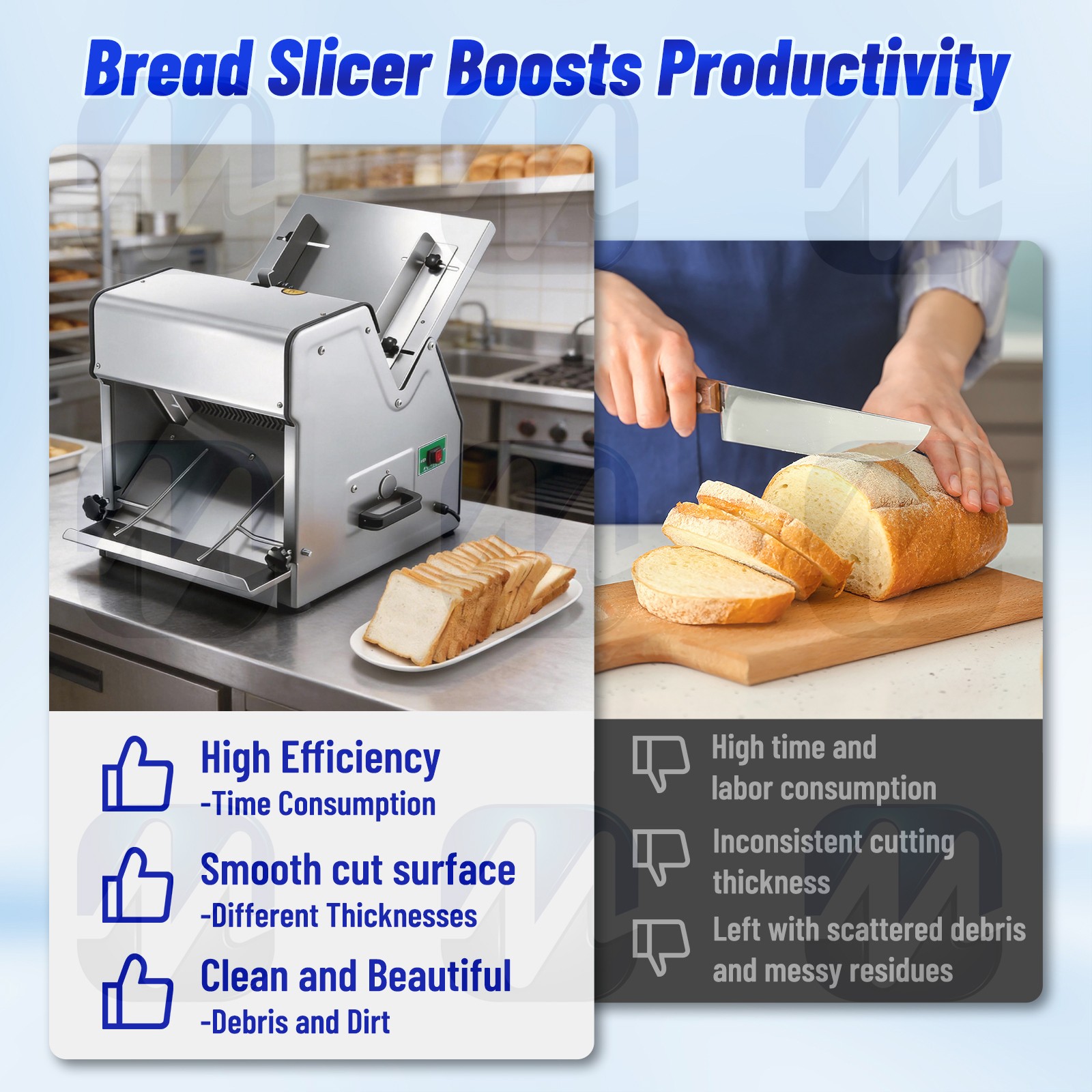 Commercial Bread Slicer 110V 370W Electric Toast Cutter with 316 Stainless Steel
