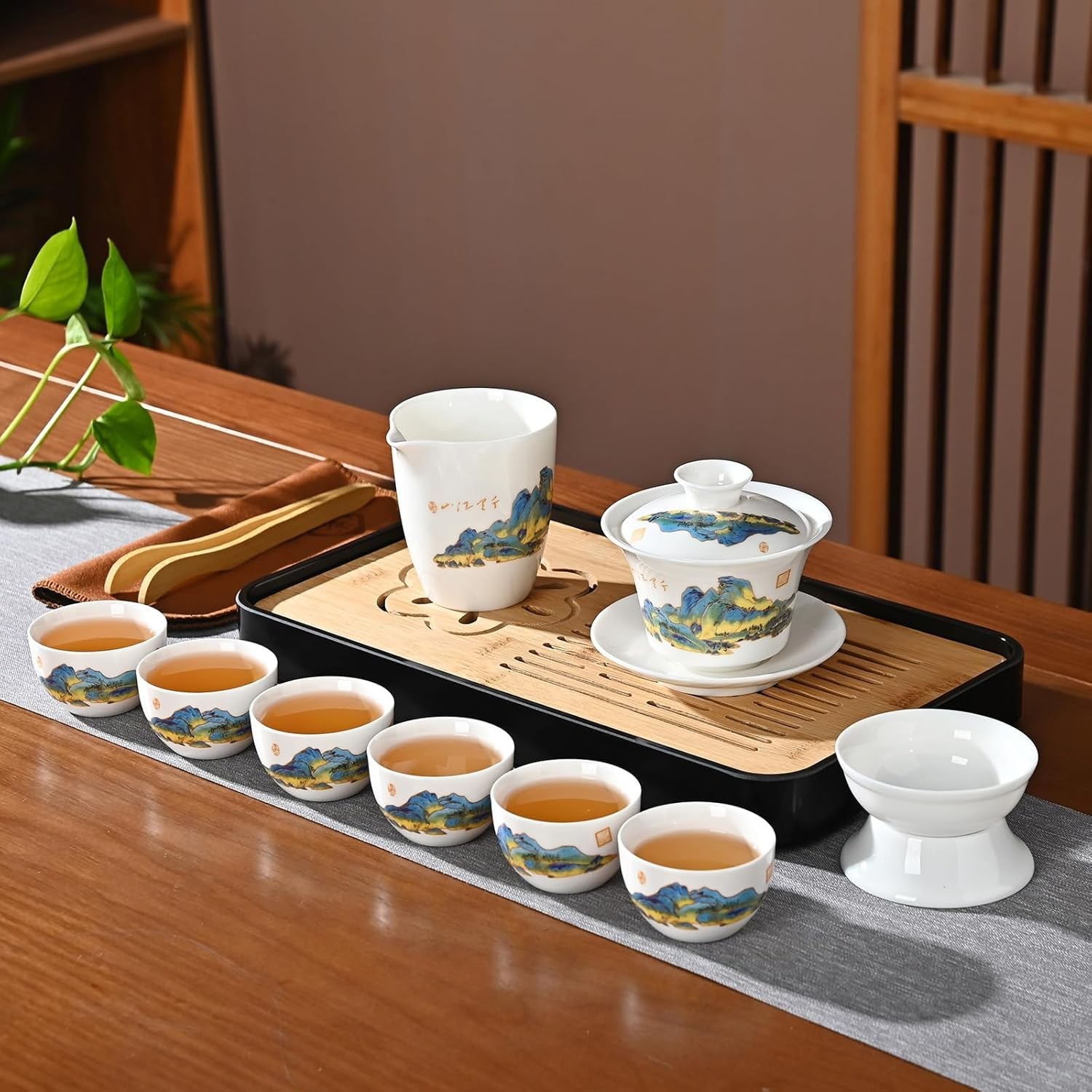 Chinese Tea Set Traditional, Chinese Kung Fu Tea Set for Adults, Gaiwan Tea Set