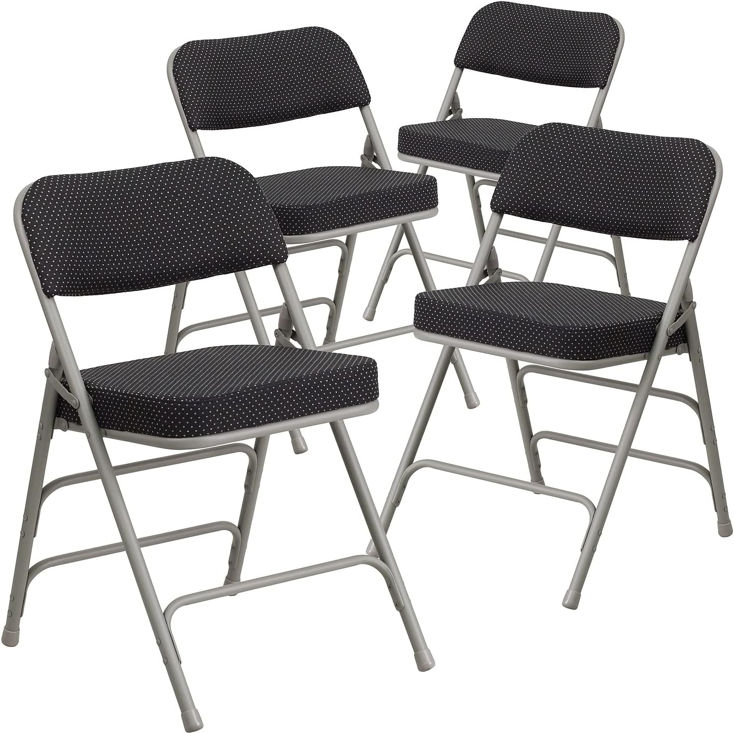 (Pack of 4) HERCULES Series Premium Curved Triple Braced & Double Hinged Black P