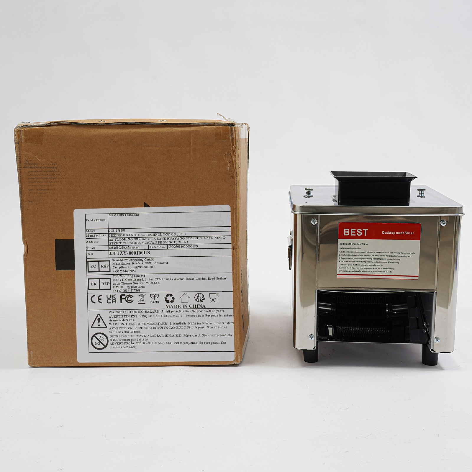 850W Meat Cutting Machine 150Kg/H Electric Meat Cutter Slicer 10mm Blade 110V
