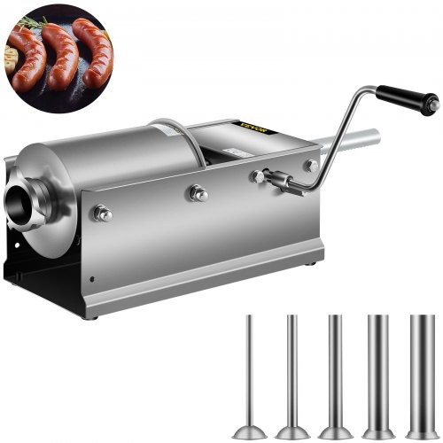 VEVOR 3L Sausage Stuffer Manual Stainless Steel Horizontal Sausage Filler 7LBS