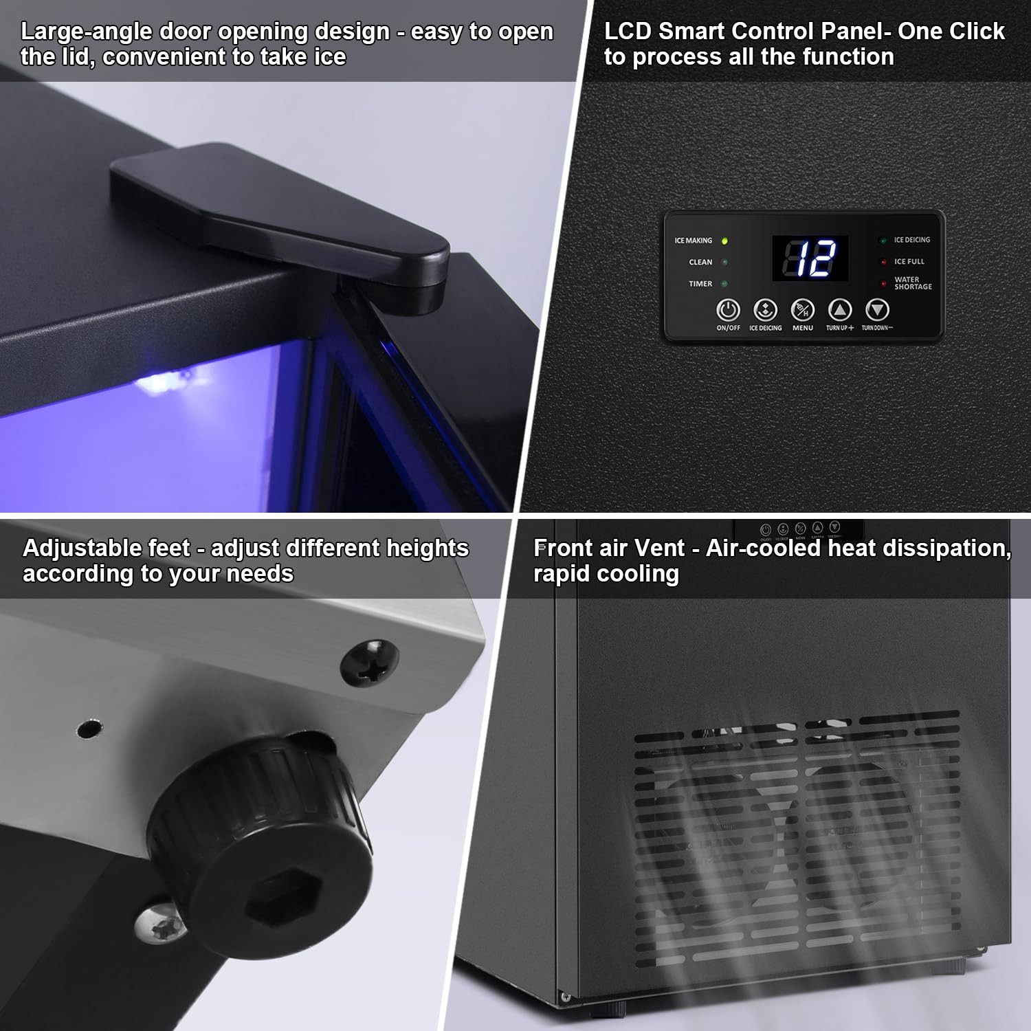 Commercial Ice Maker, 160Lbs/24H with 35Lbs Ice Capacity, 63Pcs Clear Ice Cubes