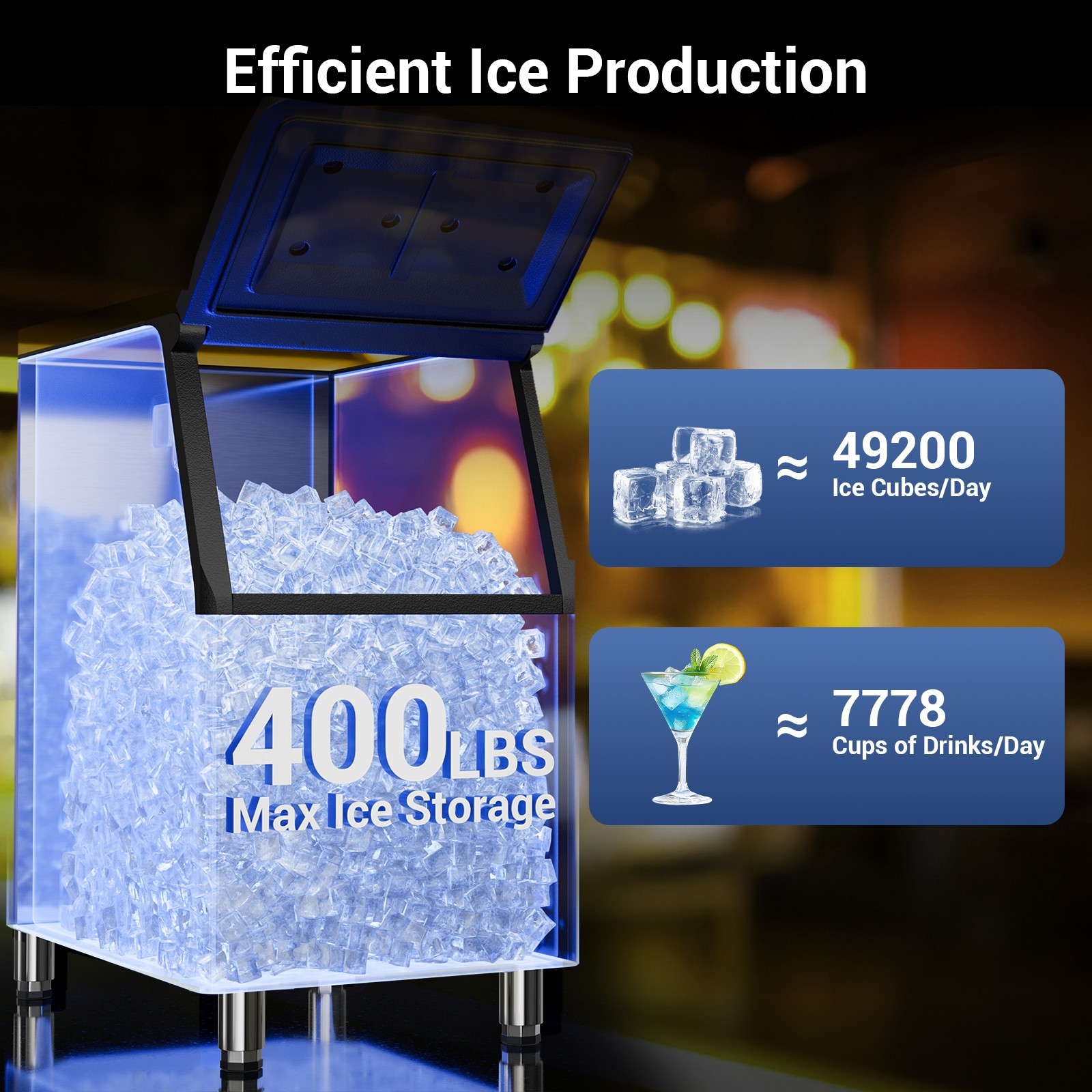 Commercial Ice Machine 680LBS/24H,Storage 560LBS,Large Industrial Ice Maker
