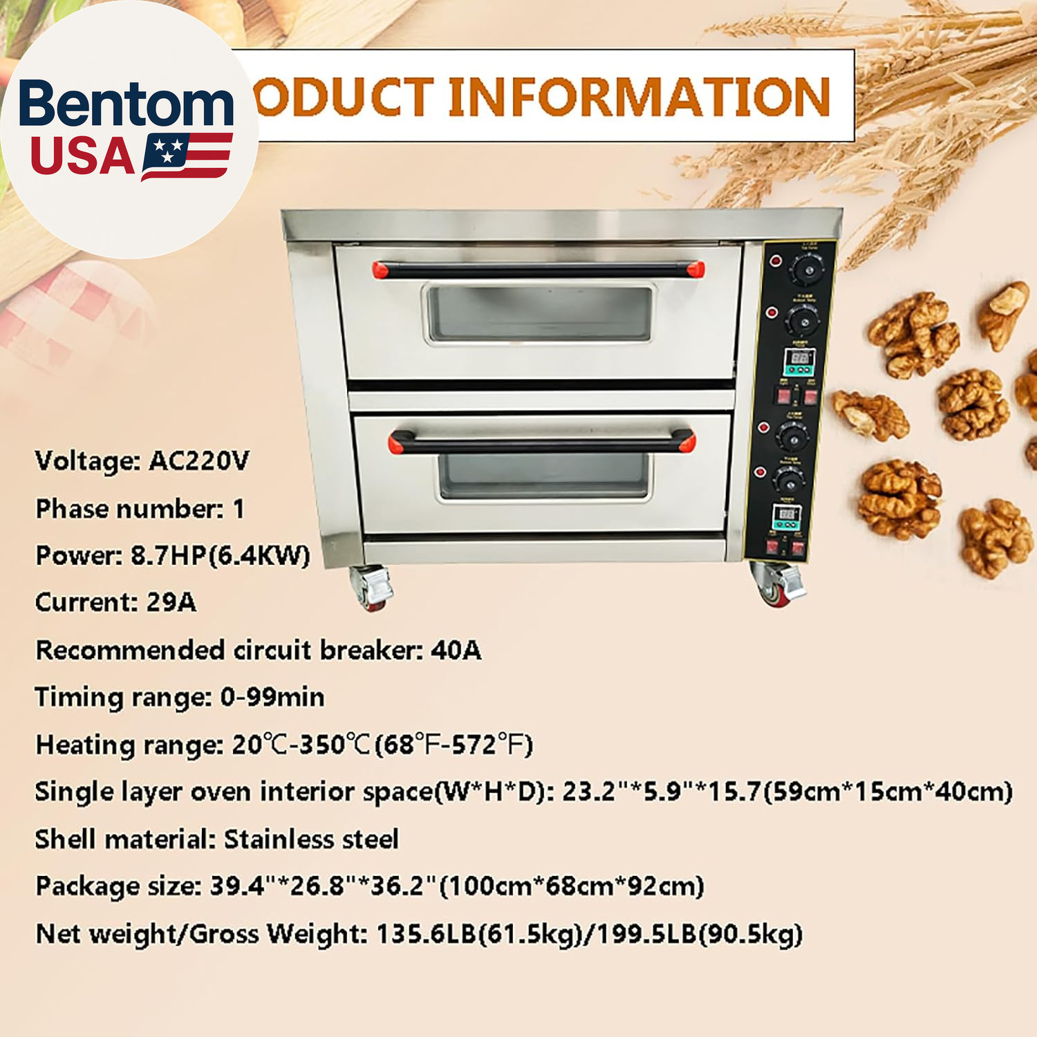 Commercial Pizza Oven Double Deck Movable Electric Pizza Oven Stainless Steel Mu