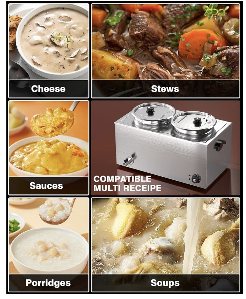 Commercial Soup Warmer – Upgrade Steam Table Food Warmer Electric Countertop …
