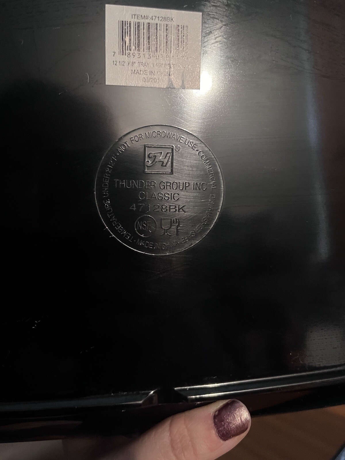 Thunder Group 47128BK 12-1/2″ x 8″ Melamine Rectangular Tray – Black – 1pc