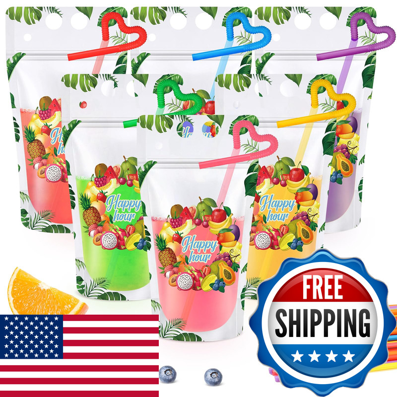 Nuenen 600 Pack Drink Pouches 600 Straws 17 Oz Plastic Juice Bags For Adults