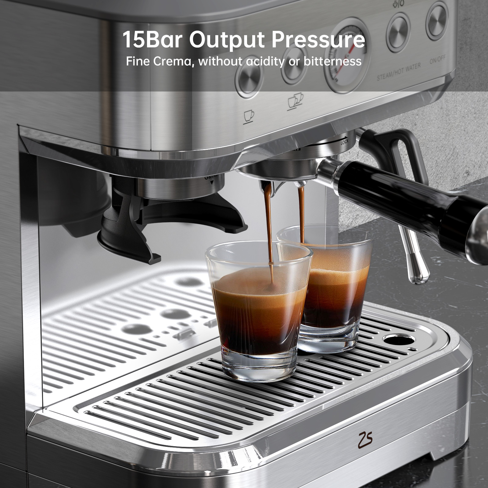 15Bar Espresso Machine 85oz Tank Milk Frother for Perfect Lattes & Cappuccinos