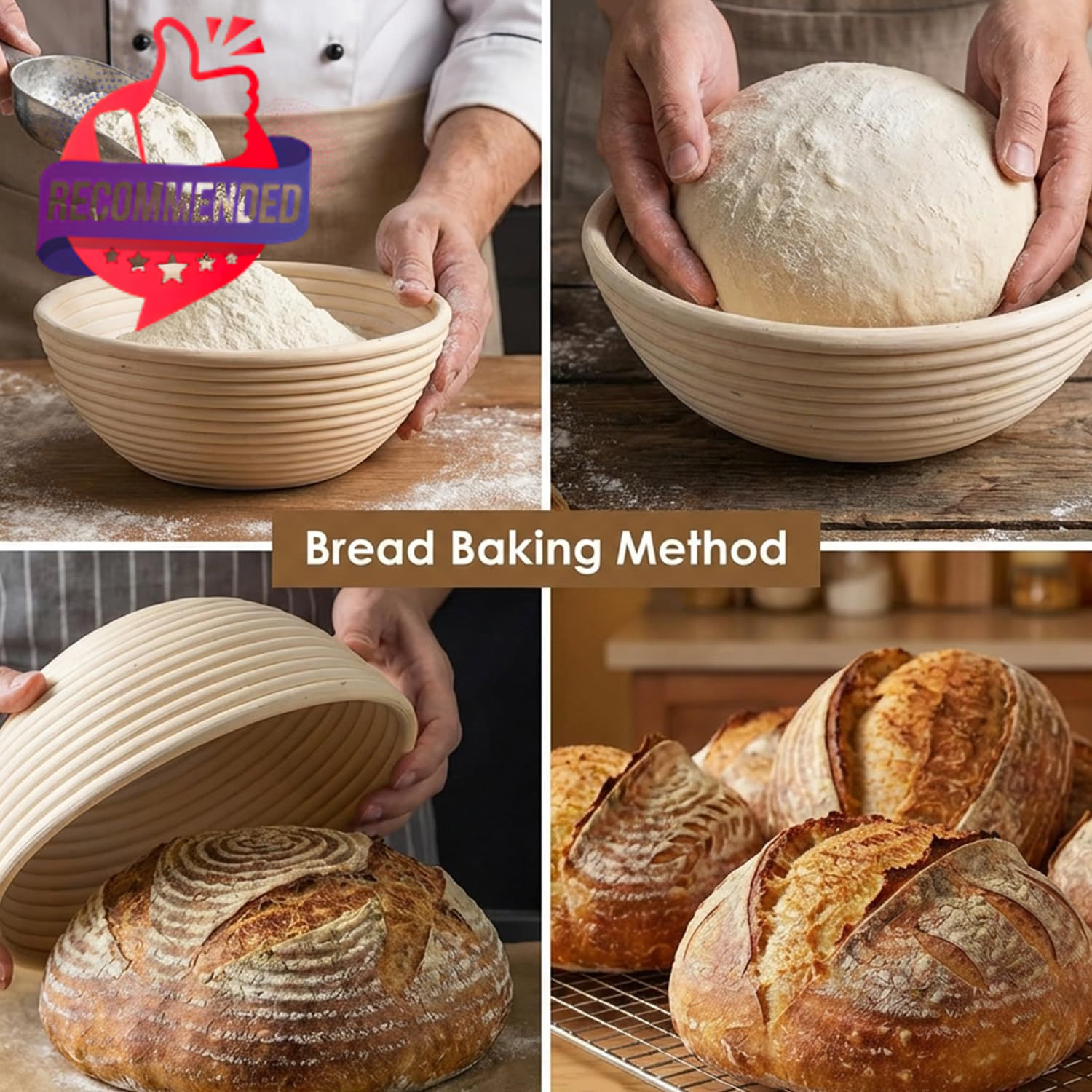 Silicone Bread Proofing Basket Set – 12-piece All-in-one Kit With Oval & Round