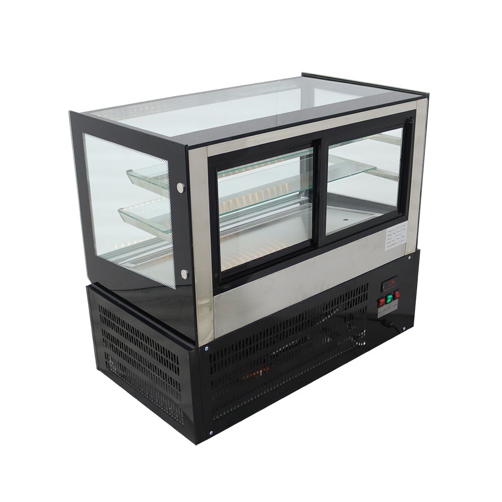 Commercial 220V Desktop Refrigerated Cake Display Cabinet Rear Sliding Door 35In