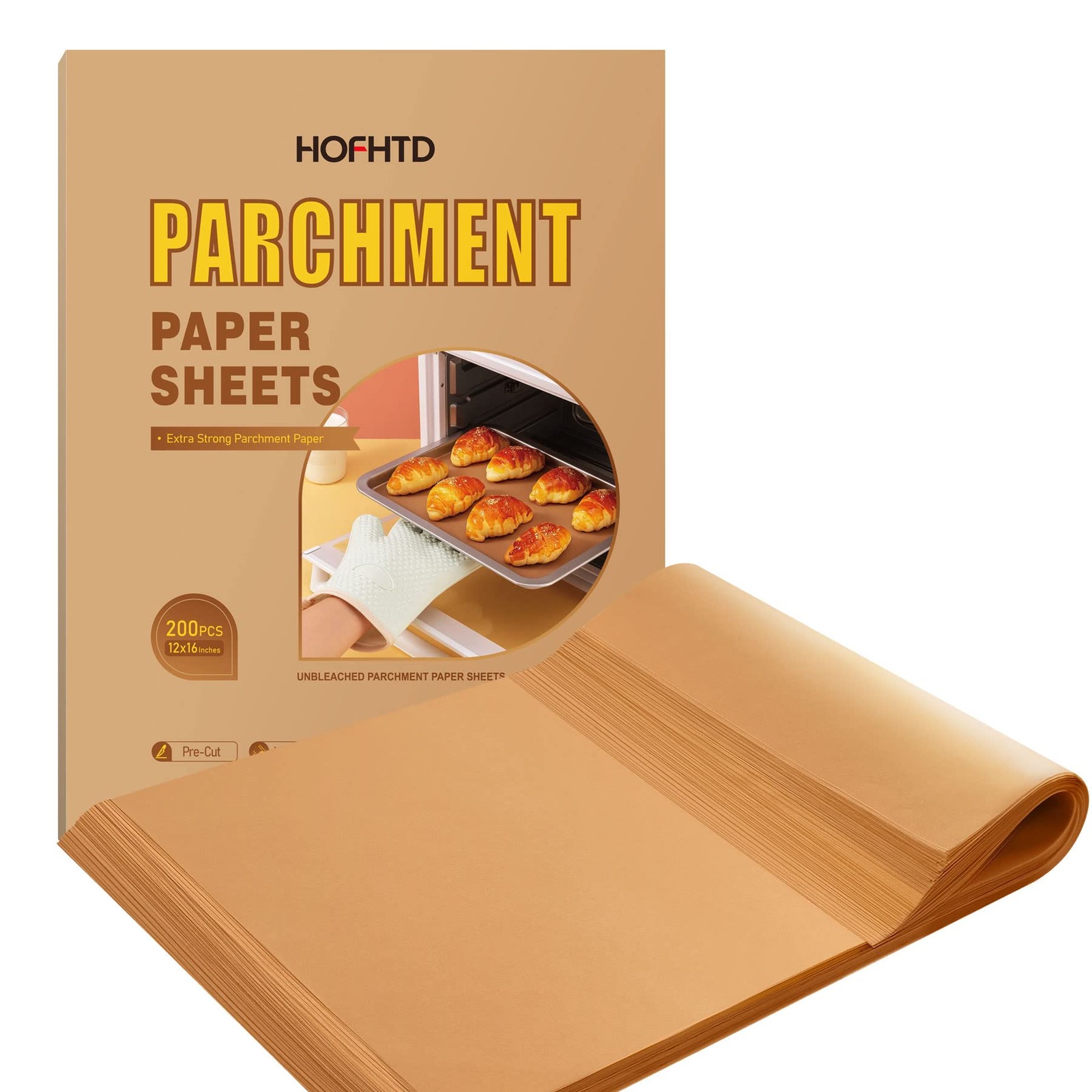 200 Pcs Parchment Paper Sheets, 12 x 16 12 x 16 Inches – 200Pcs, Unbleached