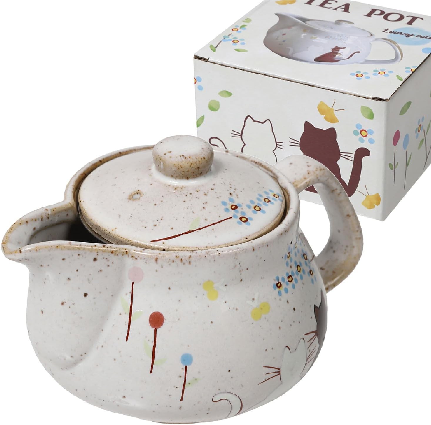 10oz Cat kyusu Kutani Yaki(ware) Japanese CeramicTeapot with Removable Infuser,