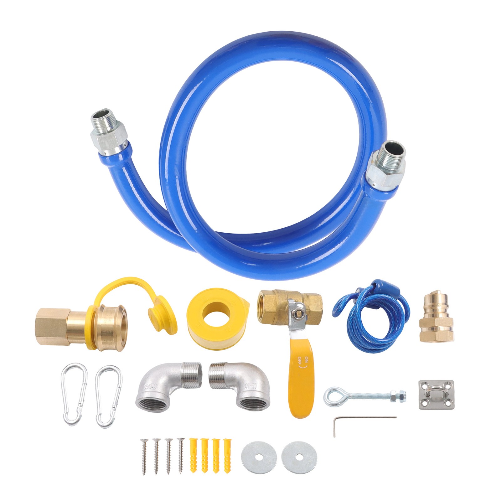 Commercial 48″ Gas Hose Connector Kit With 3/4″ Quick Disconnect Full Port Valve