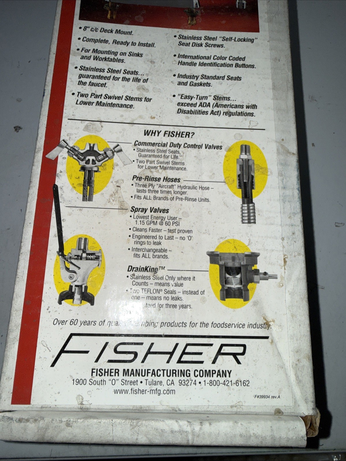 Fisher 3313 8 Inch Deck Faucet with 12 Inch Swing Spout Brand New