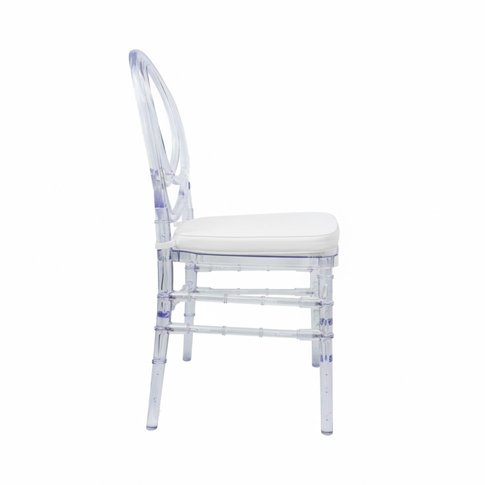 Full Assembled Set of 3 Acrylic Chiavari Dining Chairs with Cushions Clear