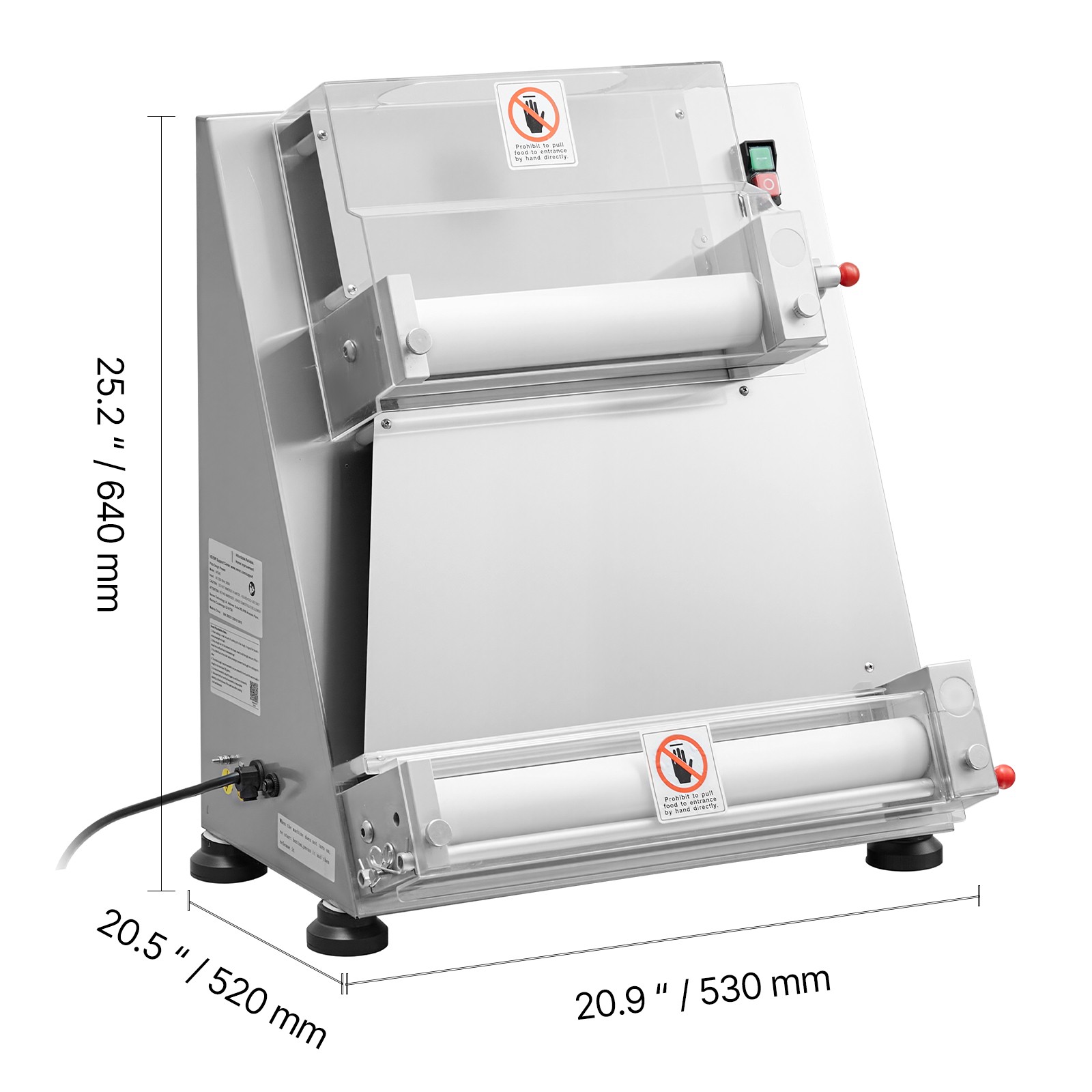 3-16 Inch Pizza Dough Roller Sheeter Semi-automatic Commercial Dough Press 390W