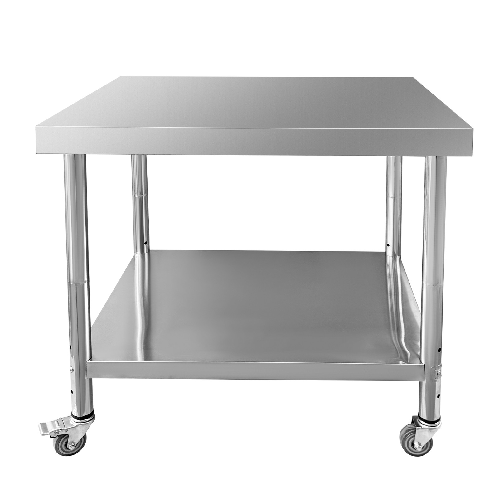 Stainless Steel Work Table with 4 Wheels 30x36x34 3-Stage Adjustable Shelf