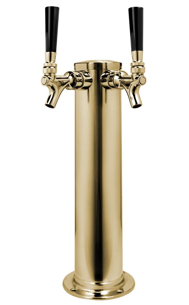 Kegco DT145-2B-ASC 14″ 2-Tap Polished Brass Beer Tower – 100% Stainless Contact