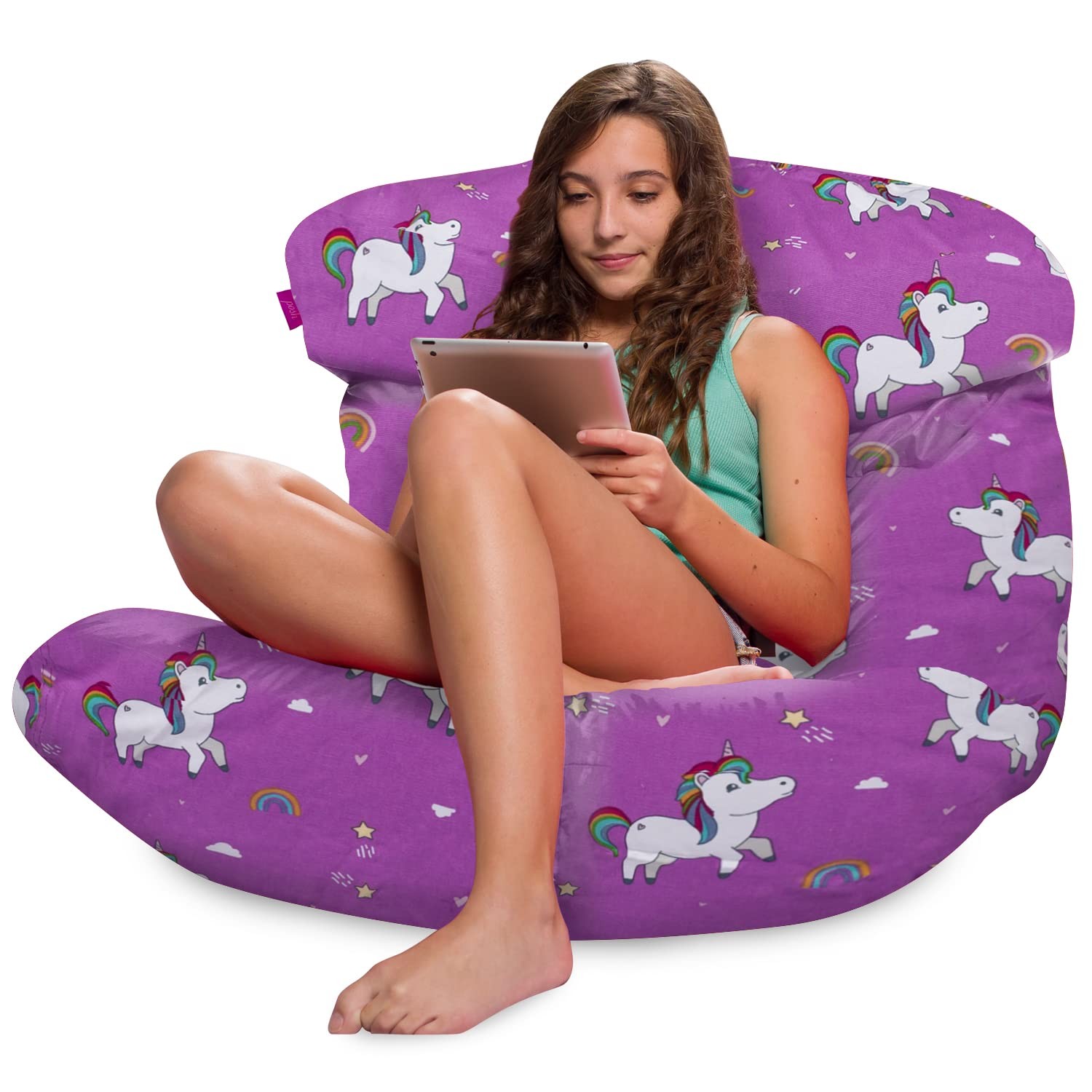 Posh Creations Bean Bag Chair Lounger Structured Seat For Kids Teens And Adults
