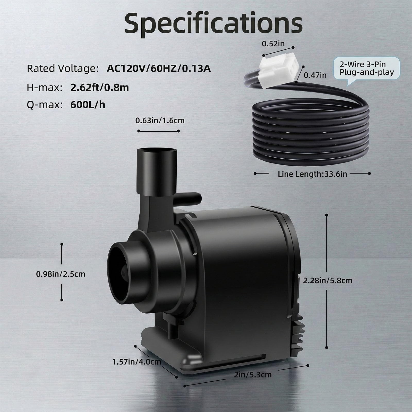 Commercial Ice Maker Water Pump 120V, Upgraded Submersible Pump for HZB Models