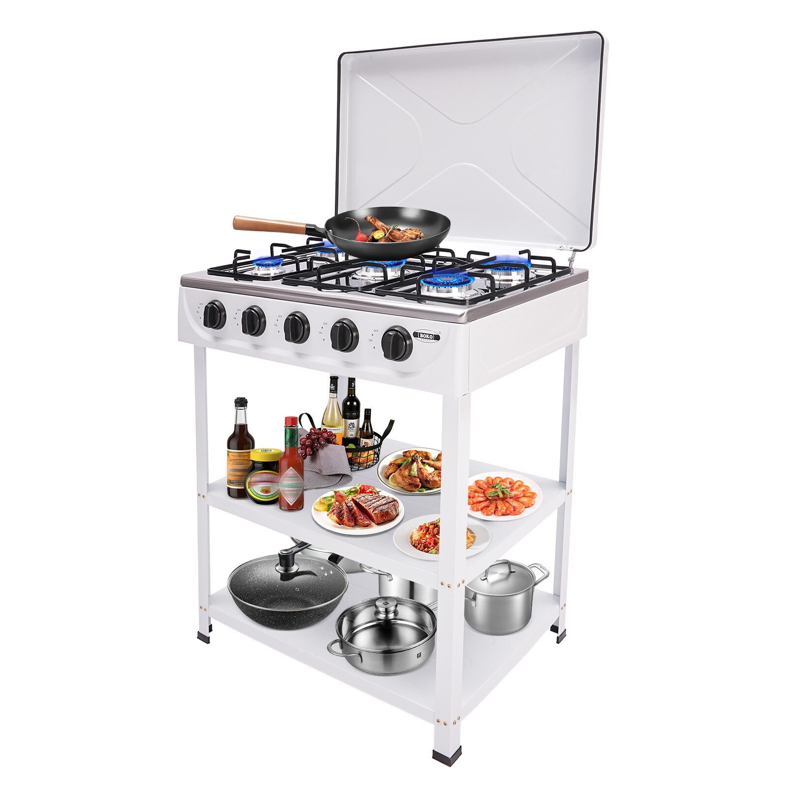 5 Burners Portable Natural Gas Stove Propane Burner For Rv Outdoor Cooking