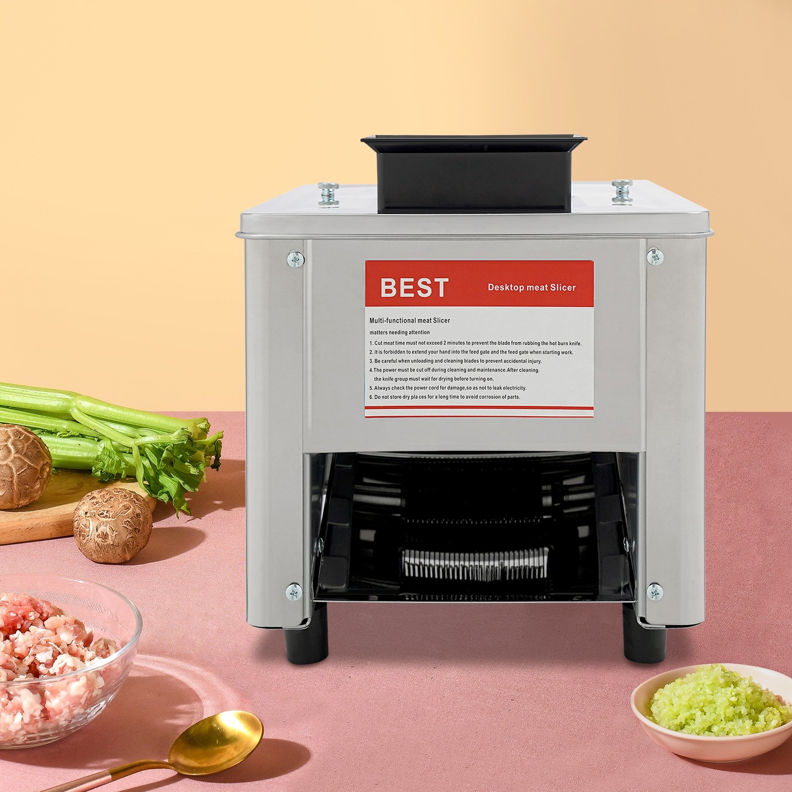 Meat Cutting Machine 150Kg/H Electric Meat Cutter Slicer 10mm Blade 110V 850W