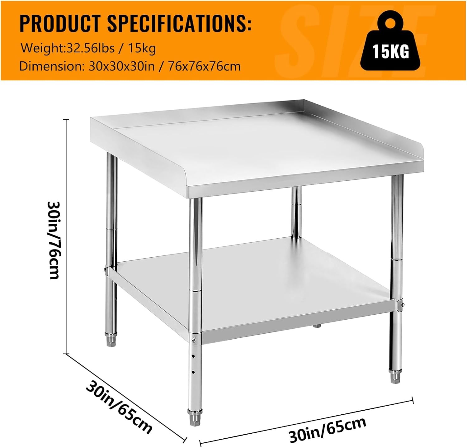 Stainless Steel 24″/28″/30″ NSF Commercial Kitchen Work Prep Table w/Backsplash