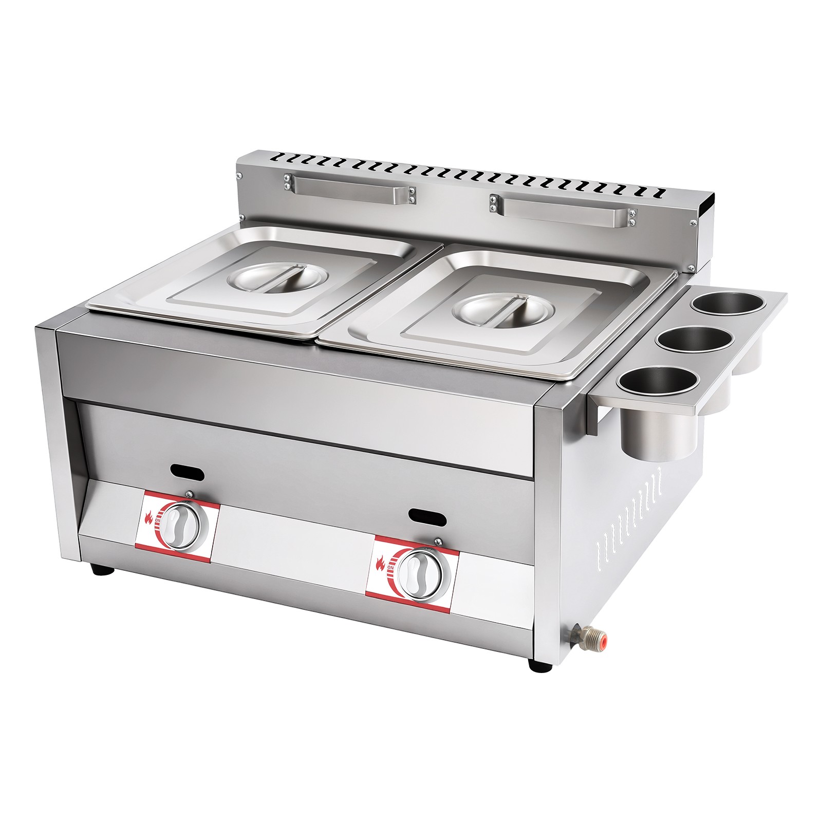 23.74*18.11*13.18″ Silver Commercial Dual Tank Kitchen Deep Fryer W/ Basket& Lid